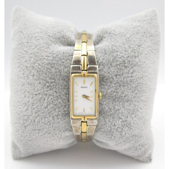 Women Seiko Quartz WR Analog 12mm Tank Style Watch (H811)"New Battery" 2E20-7479 - Picture 1 of 10